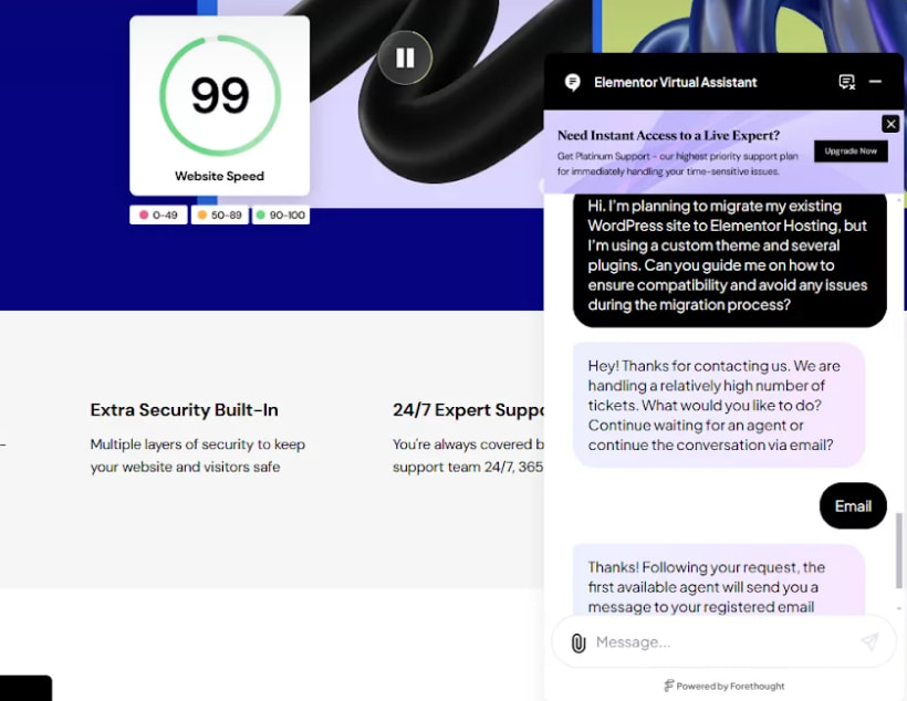 Elementor Hosting实时聊天