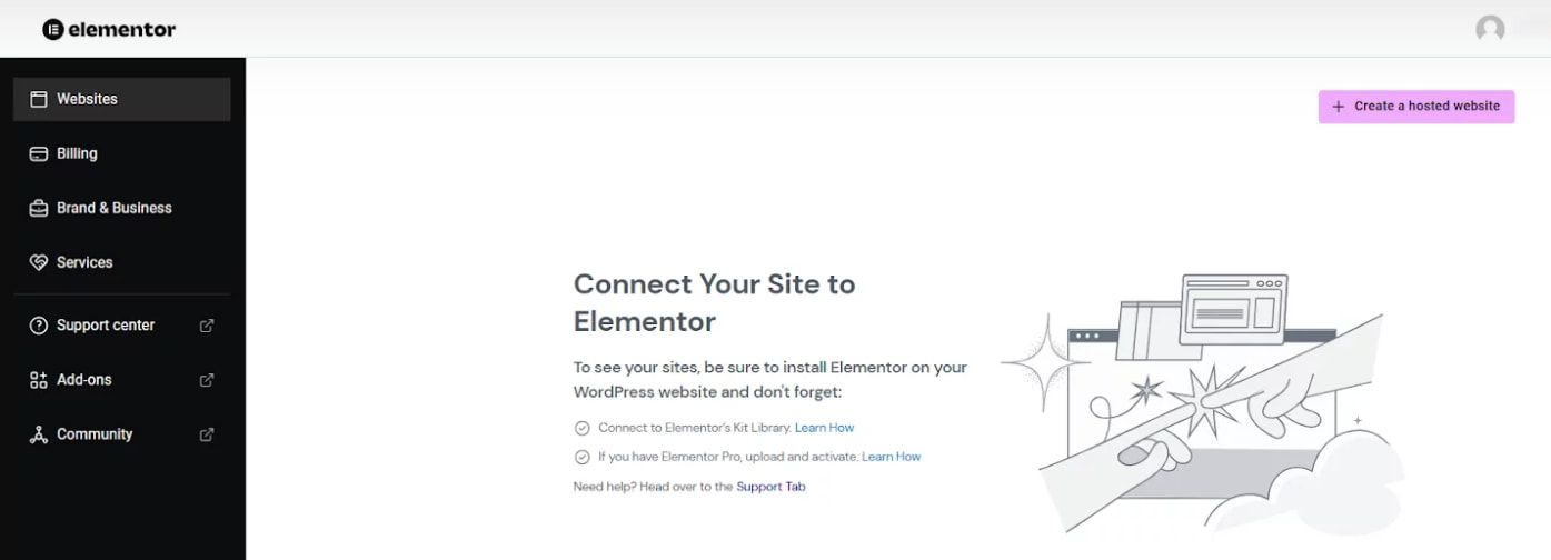 Elementor Hosting主机仪表盘