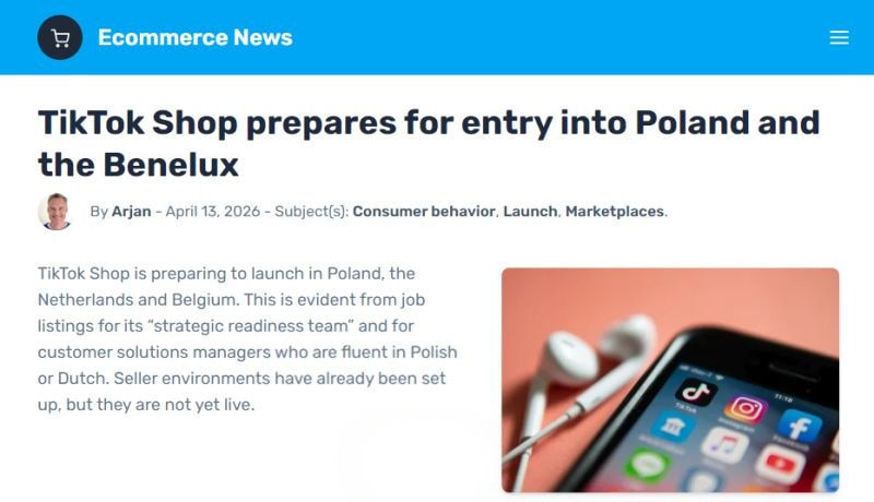 TikTok Shop即将上线波兰荷兰比利时市场
