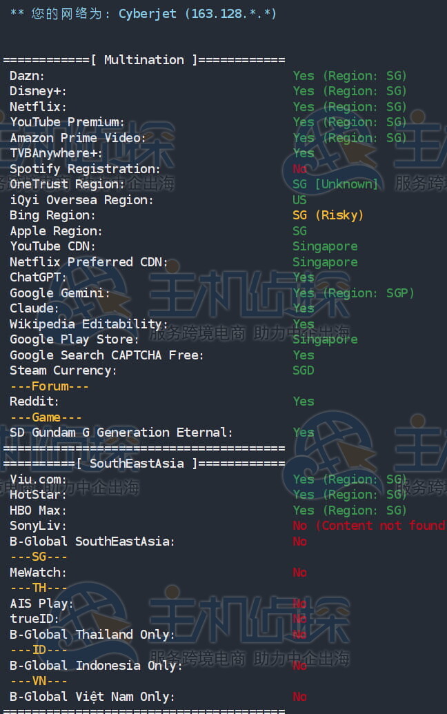 流媒体解锁测试