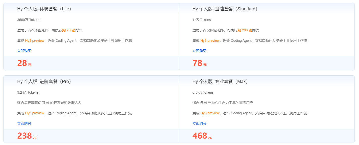 Hy Token Plan官网原价
