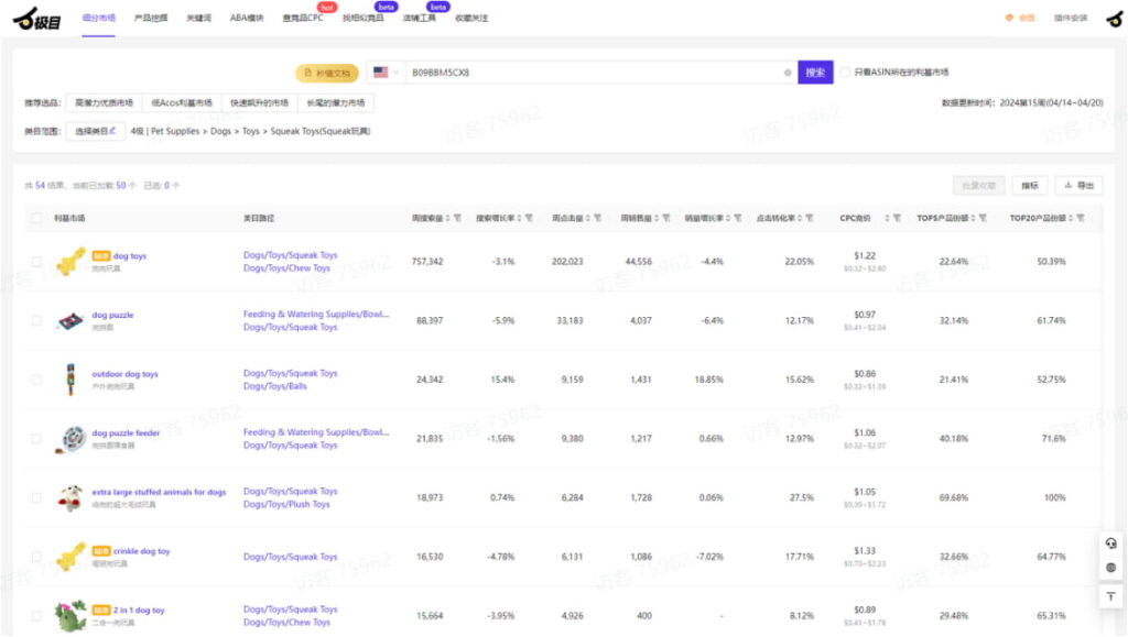 ASIN查找细分市场