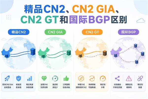精品CN2、CN2 GIA、CN2 GT和国际BGP