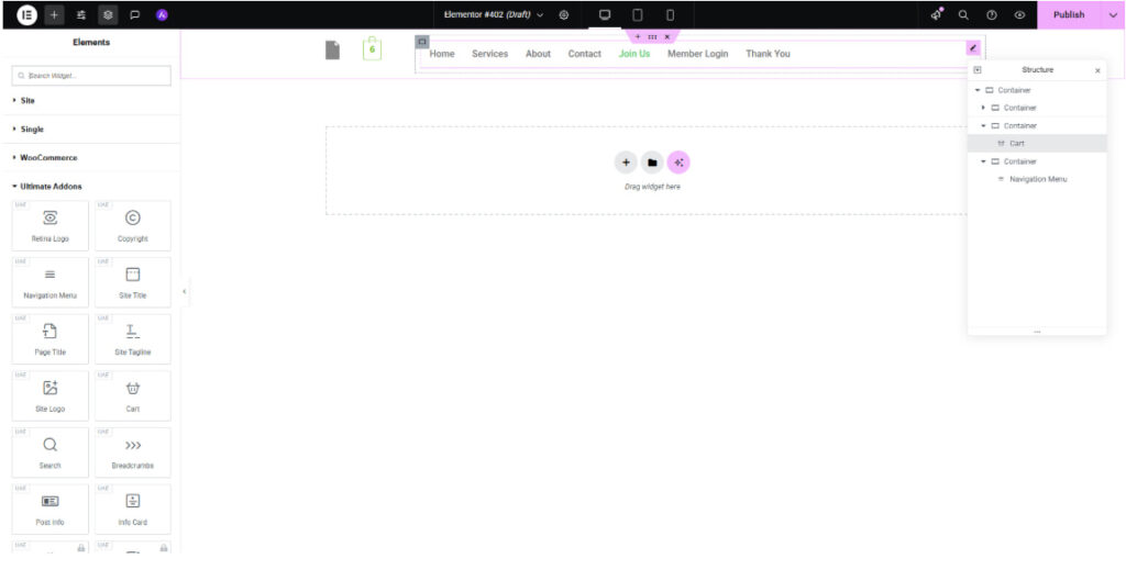 Elementor编辑页面