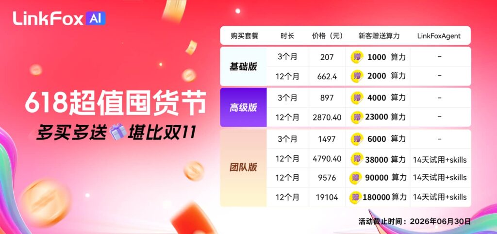 LinkFoxAI 618超值囤货节