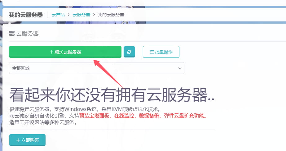 购买雨云香港云服务器