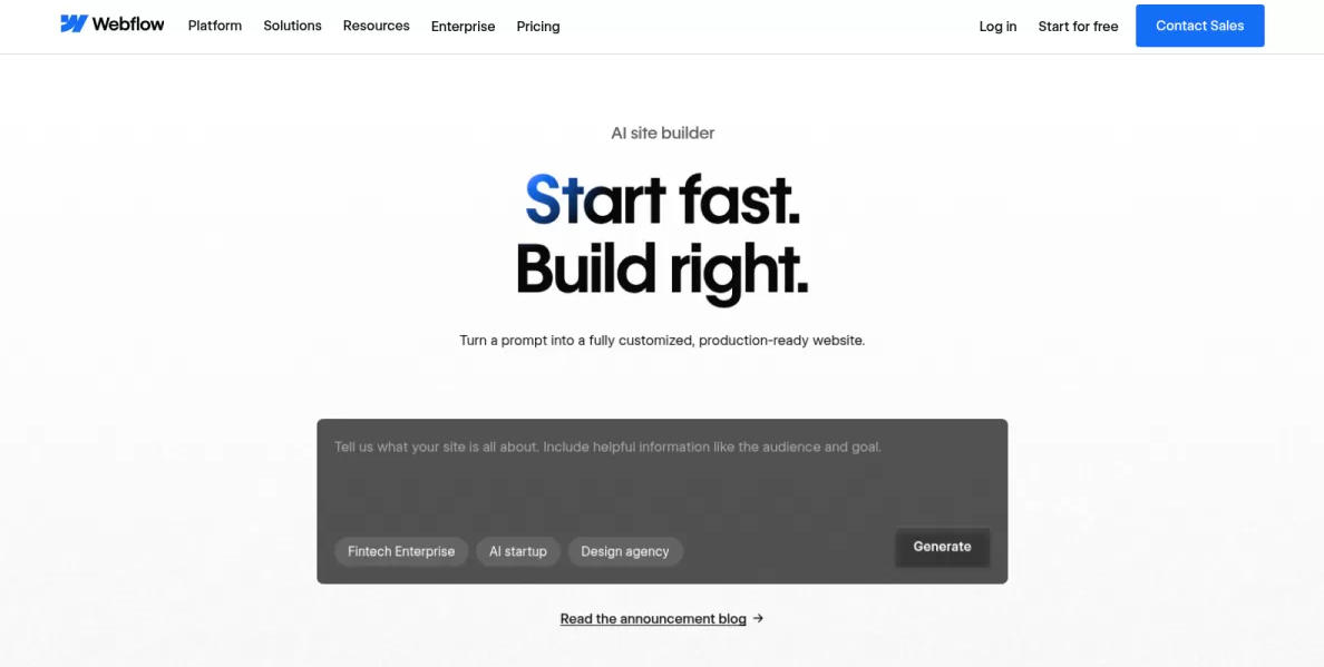 Webflow AI Site Builder