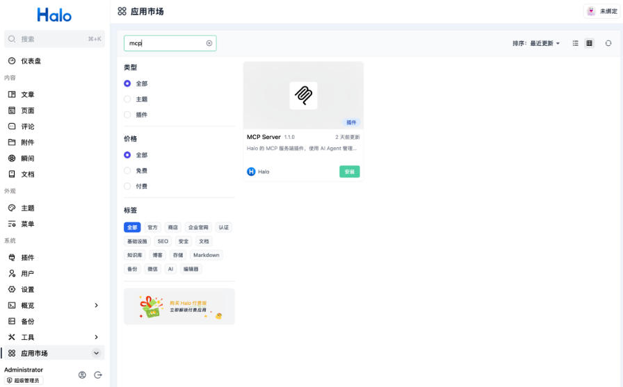 安装并启用MCP Server插件