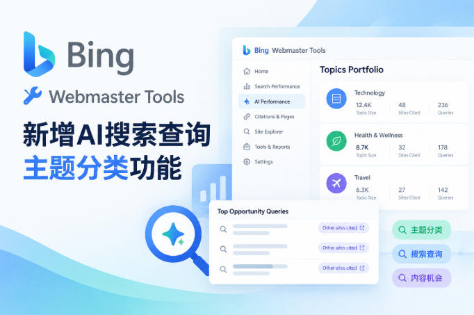 Bing站长工具新增AI搜索查询主题分类功能