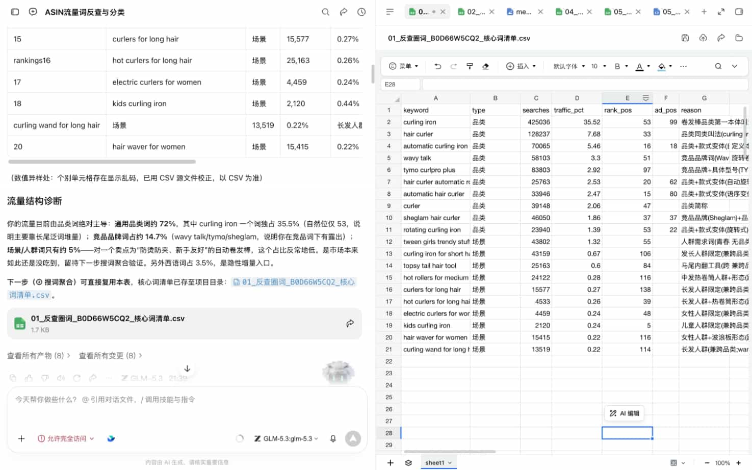 让WorkBuddy整理出核心流量词清单